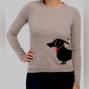 NWT Philosophy Dachshund Dog 100% Cashmere Sweater “Intarsia”